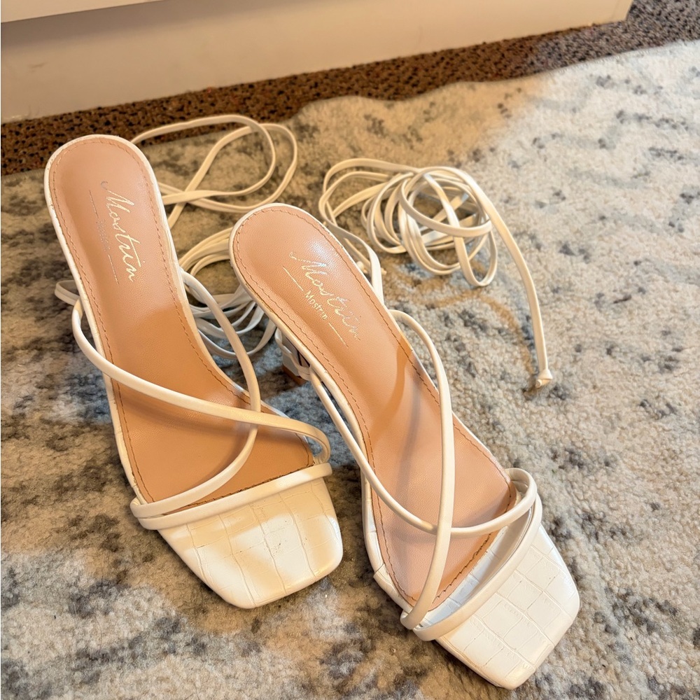 White Lace-Up Heels